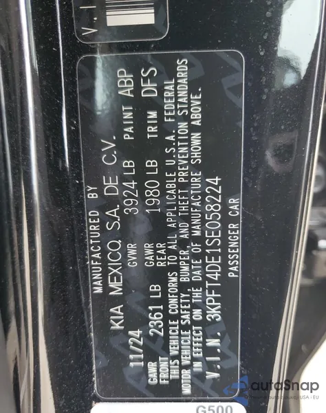 2025 Kia K4 Lx from USA, damaged, VIN 3KPFT4DE1SE058224